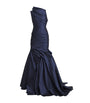 Marmar Halim Navy Taffeta Draped Asymmetric Gown