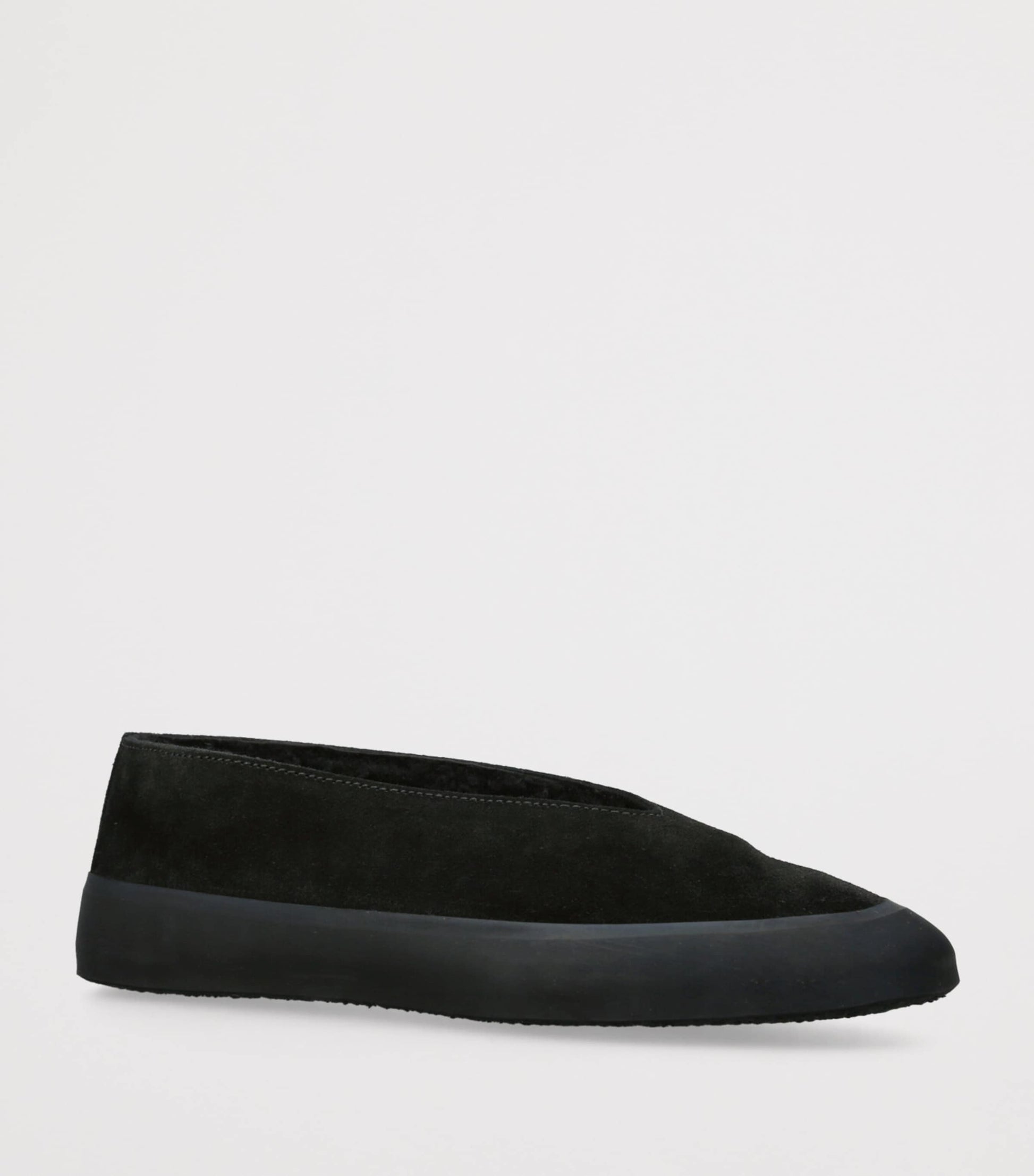 Le Monde Beryl Black Suede-Shearling Apres Ski Flats