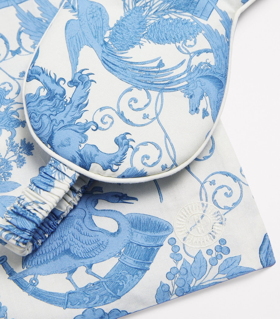 Blue Cotton Menagerie Print Sleep Mask
