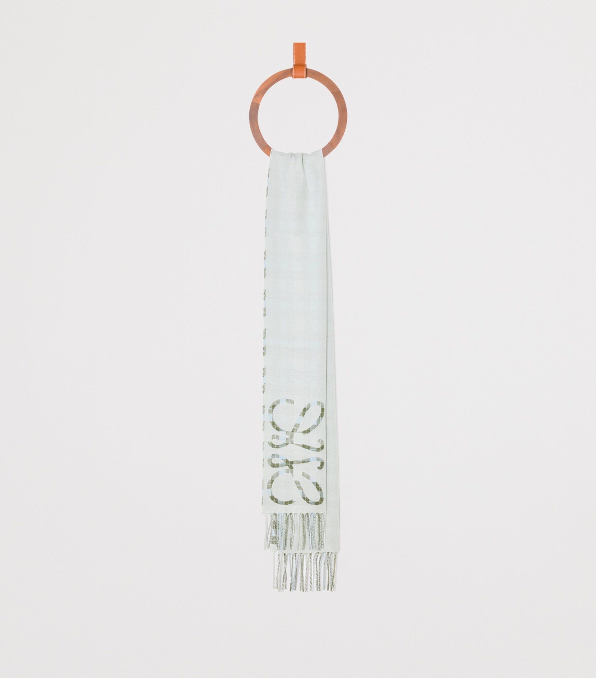 LOEWE Grey Silk-Cashmere Anagram Check Scarf