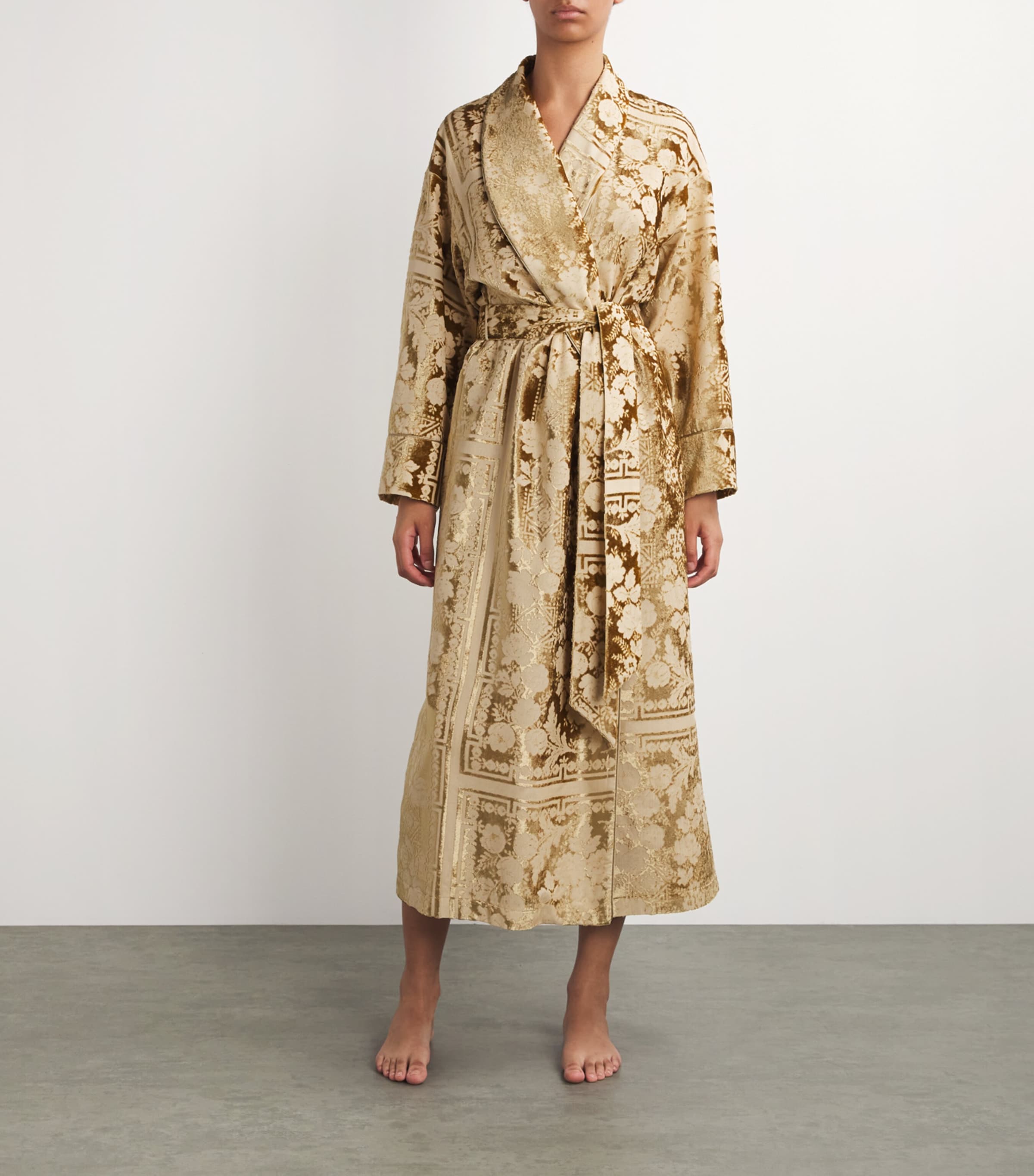 Gold Jacquard Liquid Velvet Robe