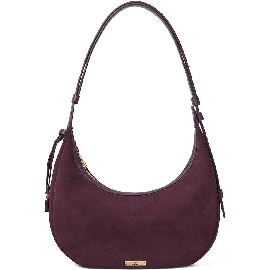 Small Suede Hudson Crescent Shoulder Bag