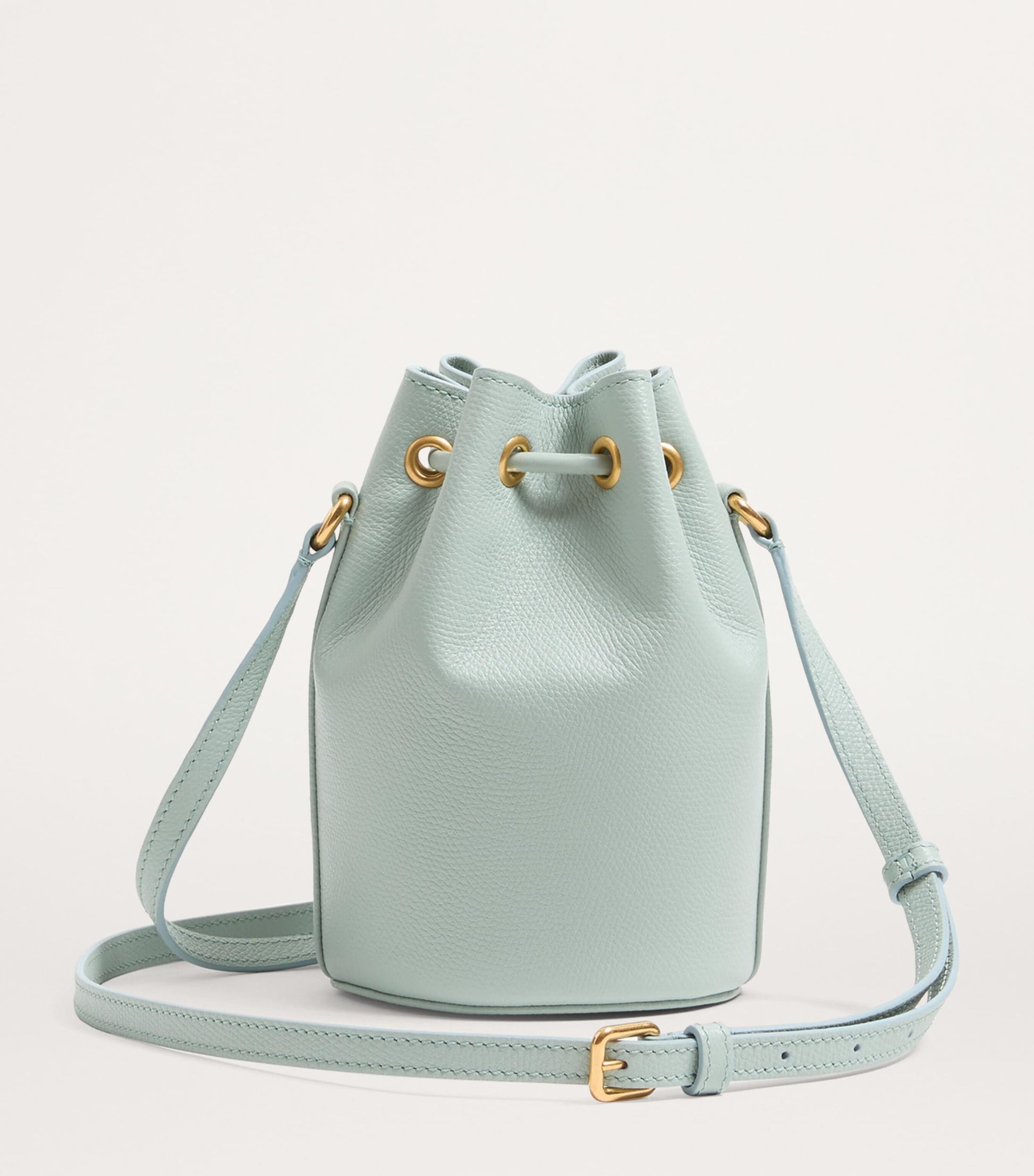 Valentino Garavani Grey Mini Leather VLogo Signature Bucket Bag