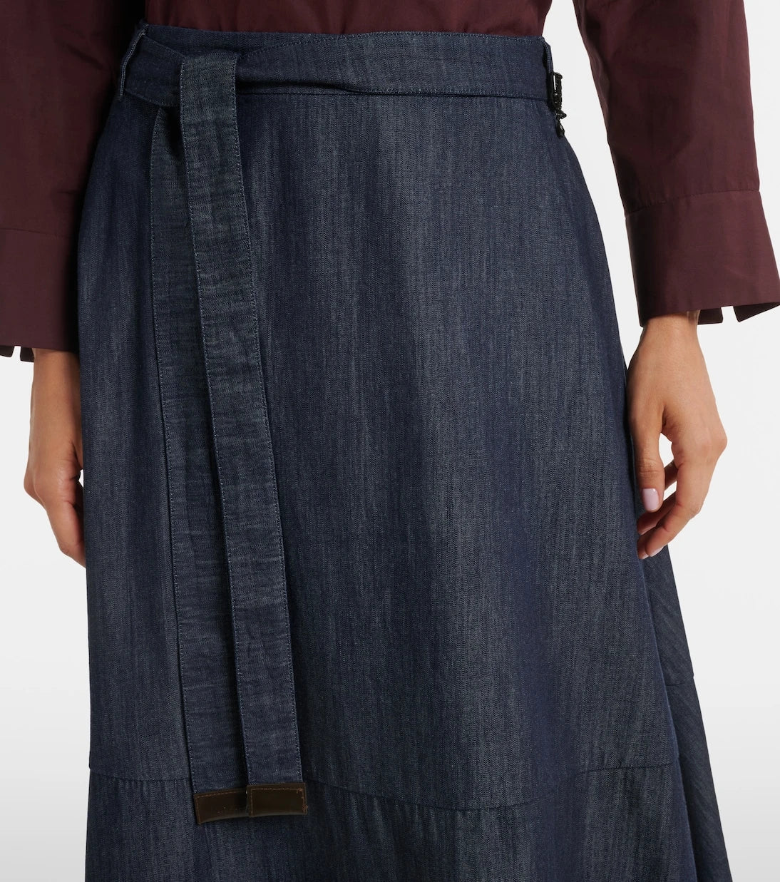 'S Max Mara - Belted denim midi skirt