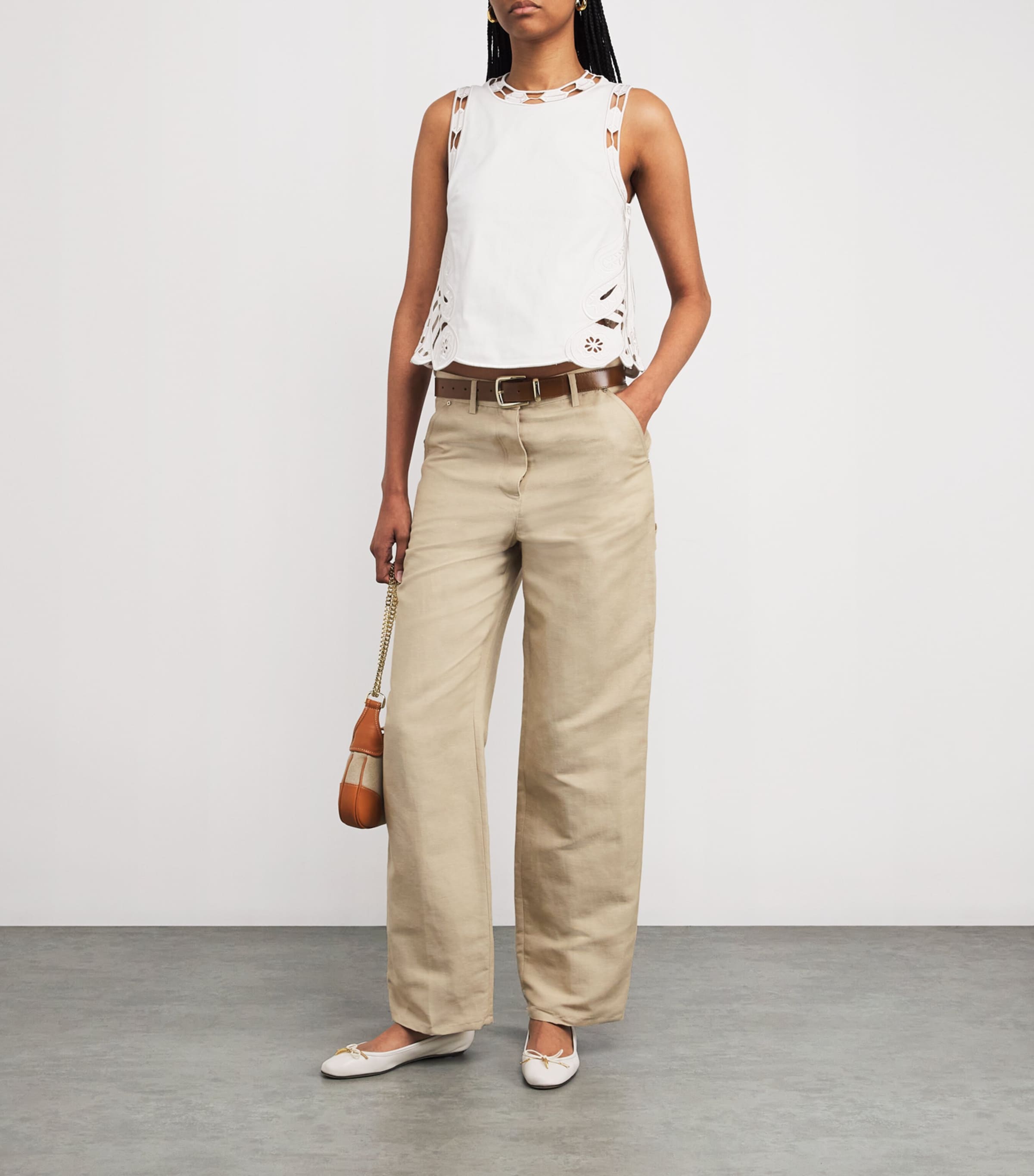 Maje Linen-Cotton Straight Trousers