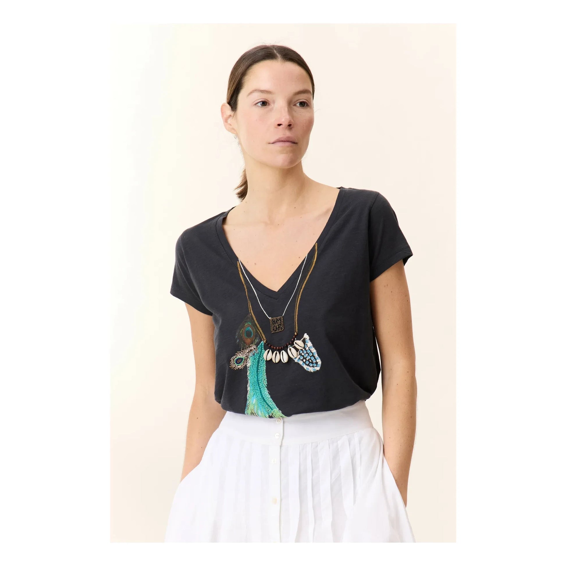 Leon & Harper - Tonton Feather Organic cotton T-shirt | Carbon