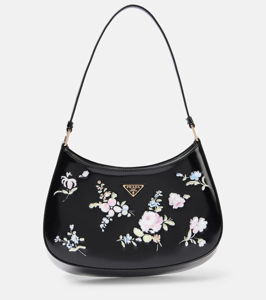Prada - Prada Cleo floral leather shoulder bag