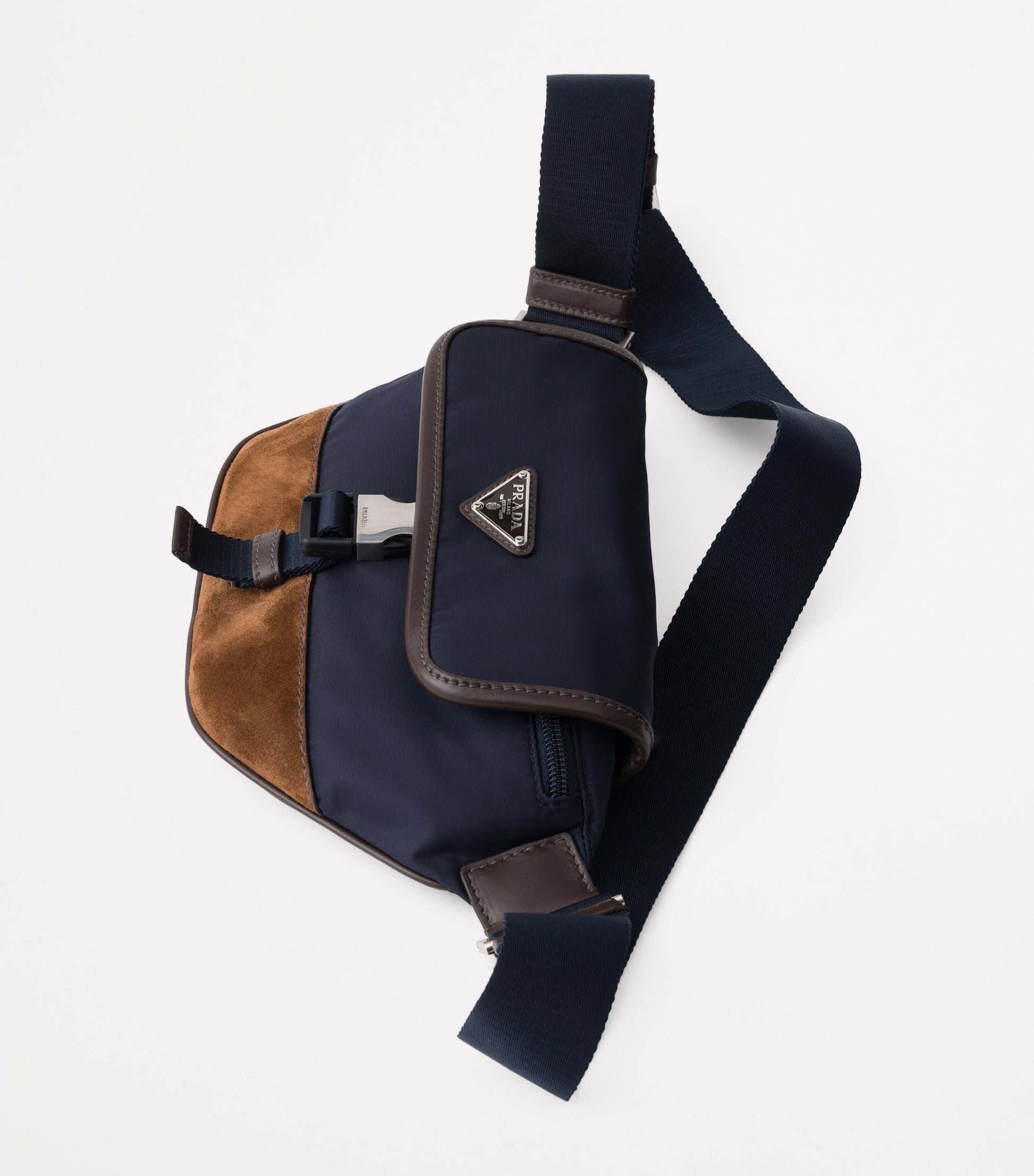 Small Re-Nylon and Leather Cross-Body Bag