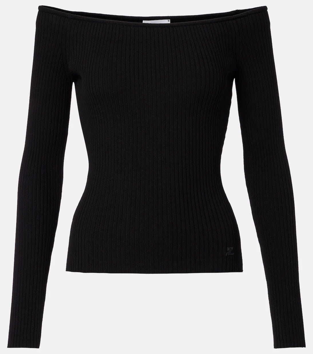 Courrèges - Off-shoulder ribbed-knit top