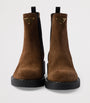 Prada Brown Suede Triangle Chelsea Boots