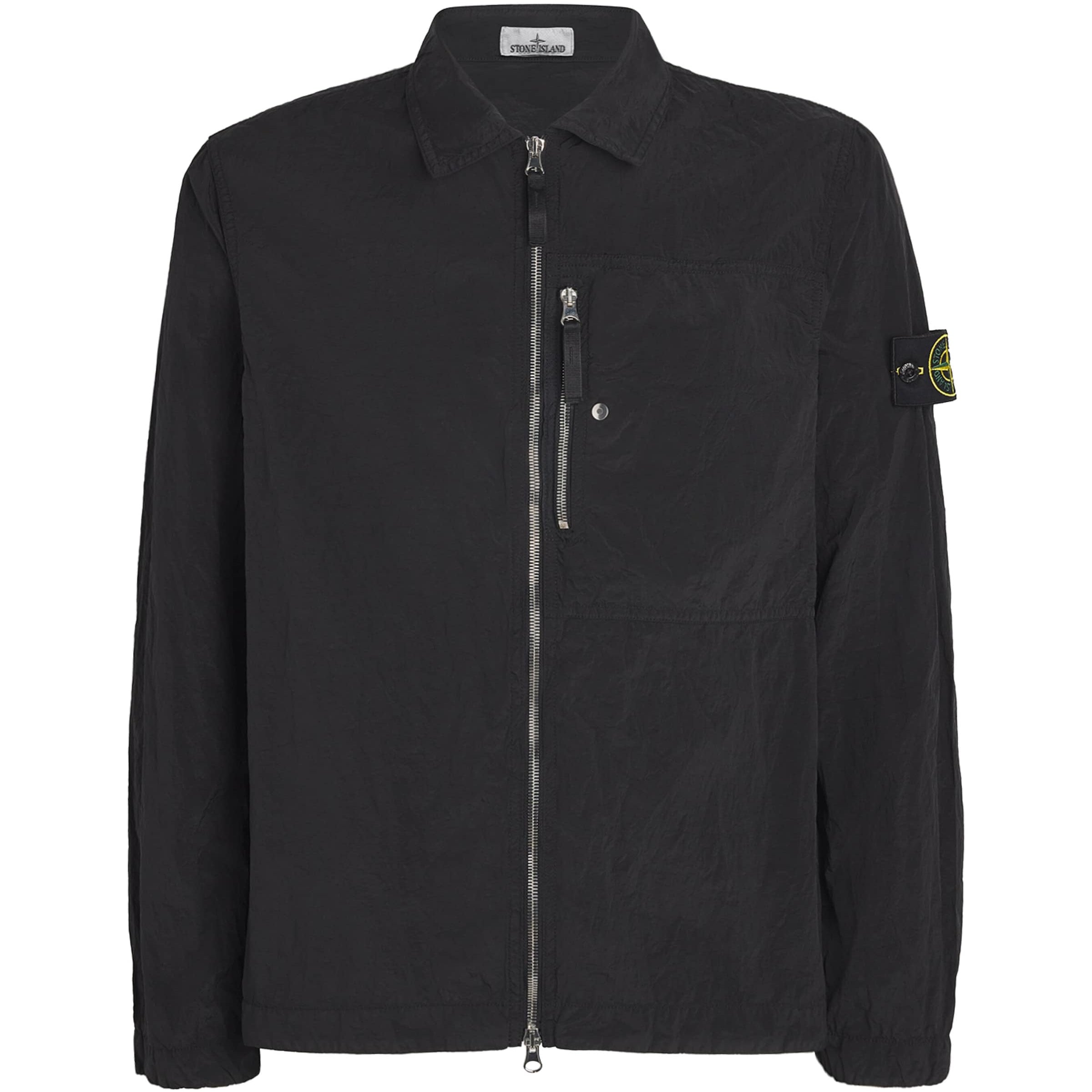 Stone Island Black Nylon Compass Oversized Shirt Jacket