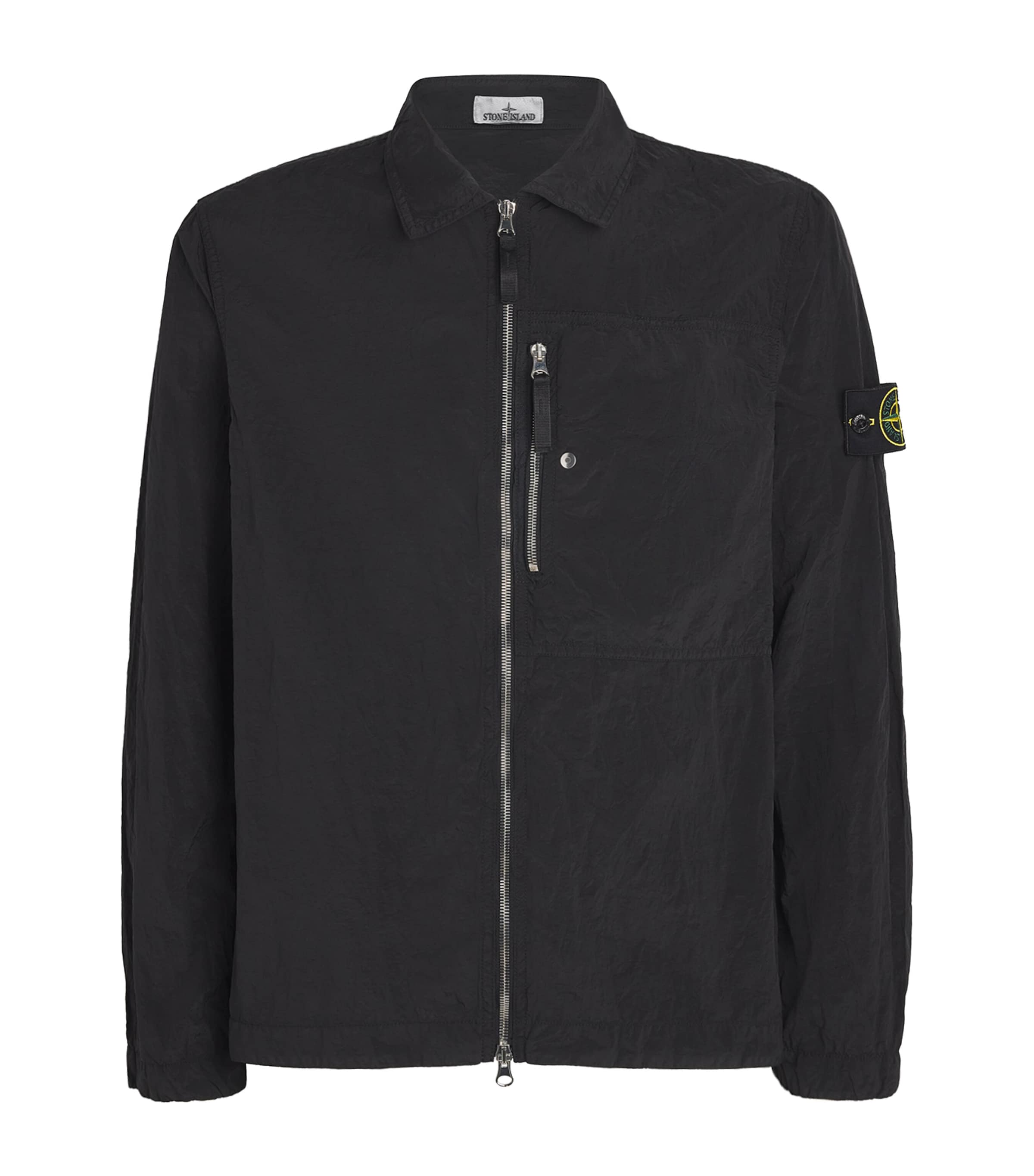 Stone Island Black Nylon Compass Oversized Shirt Jacket