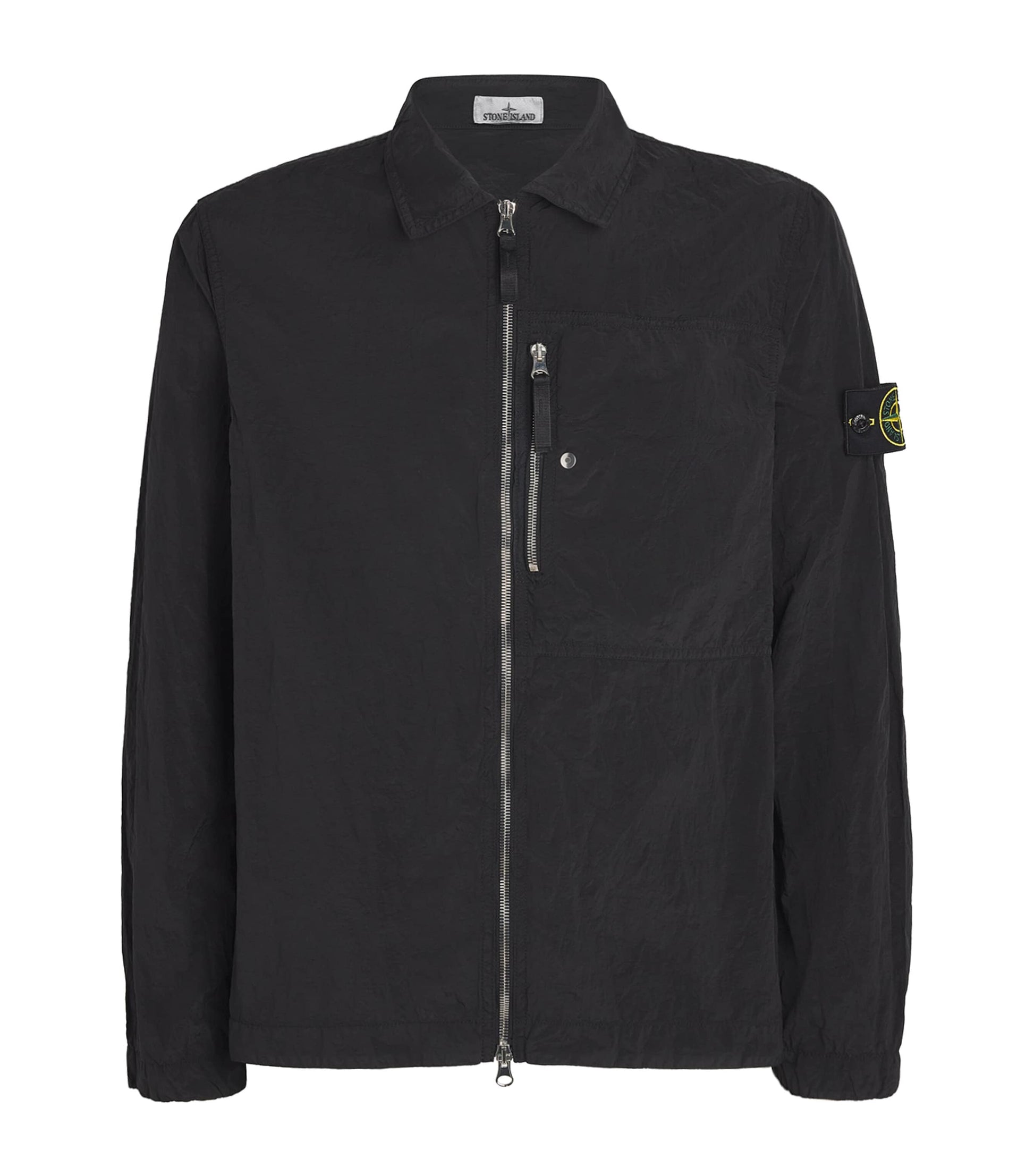 Stone Island Black Nylon Compass Oversized Shirt Jacket