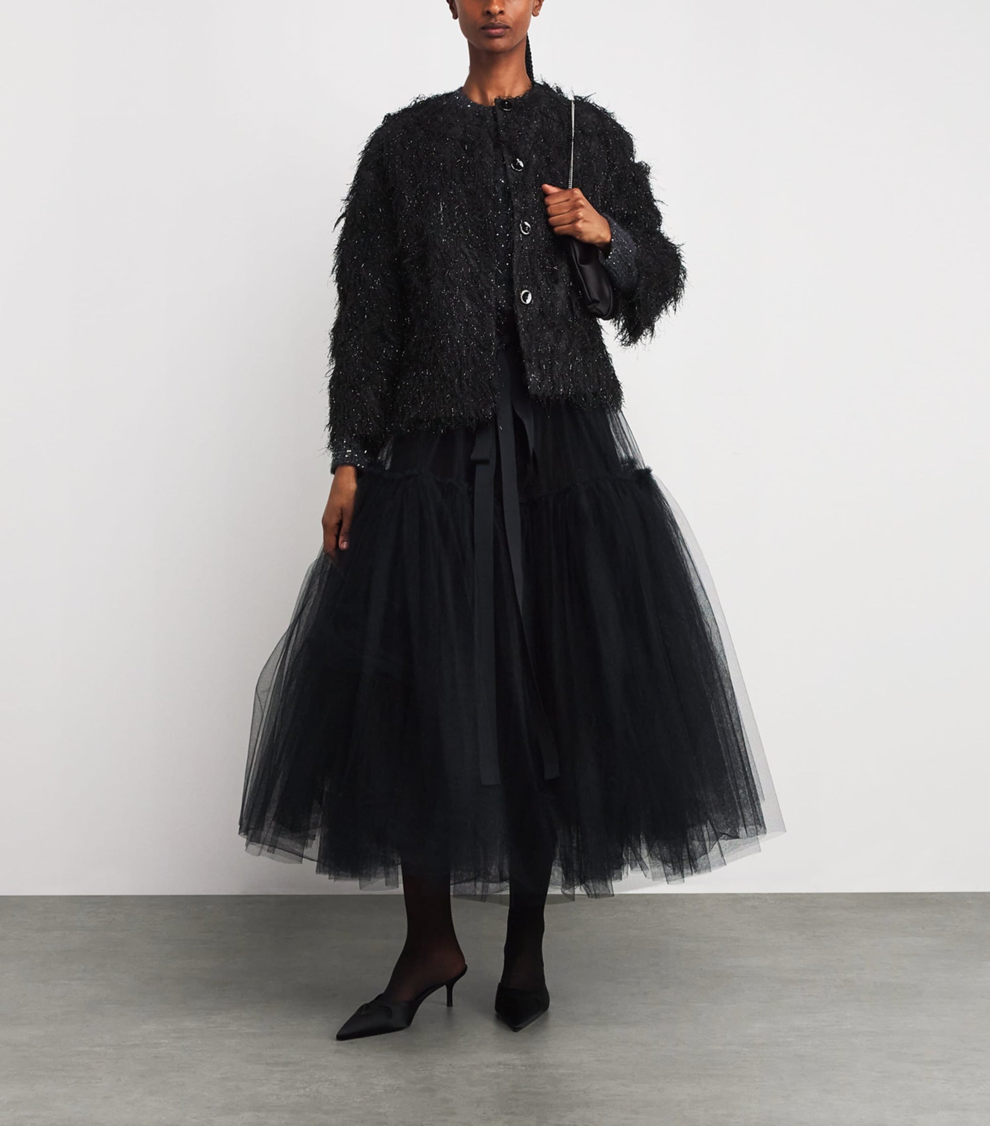 Erdem Black Fil Coupé Cropped Jacket