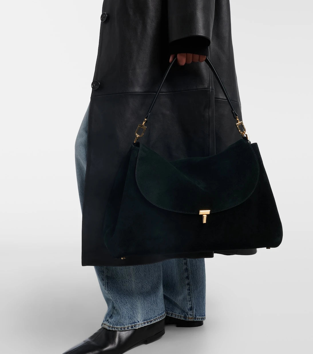 Toteme - T-Lock suede shoulder bag