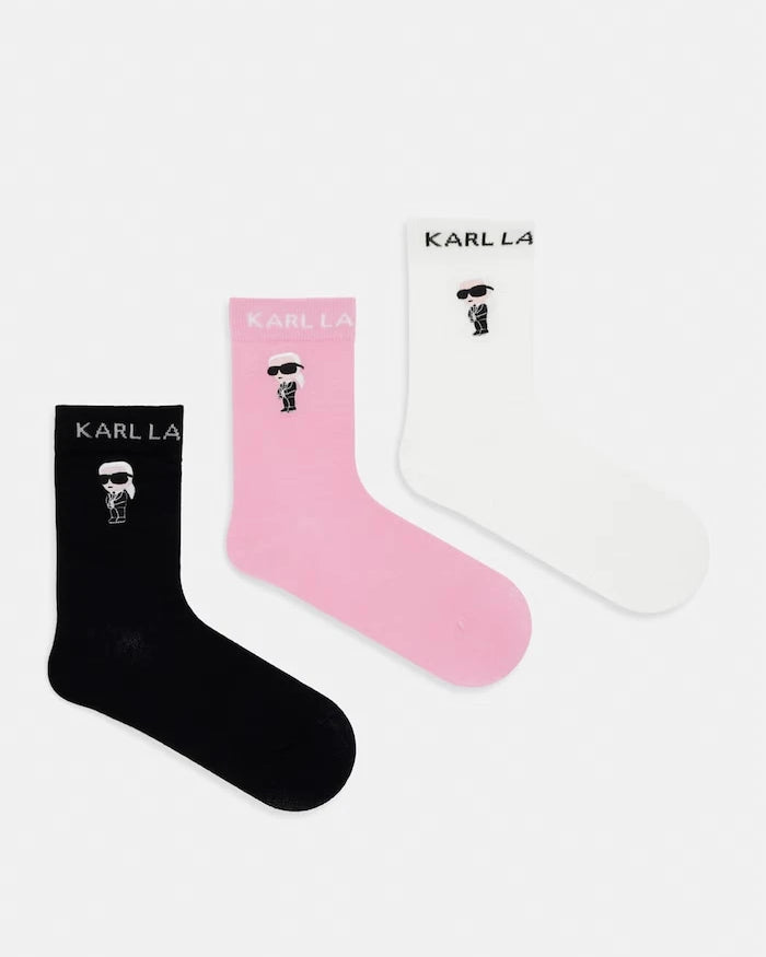 Karl Lagerfeld чорапи дамски с памук K/IKON 3 броя