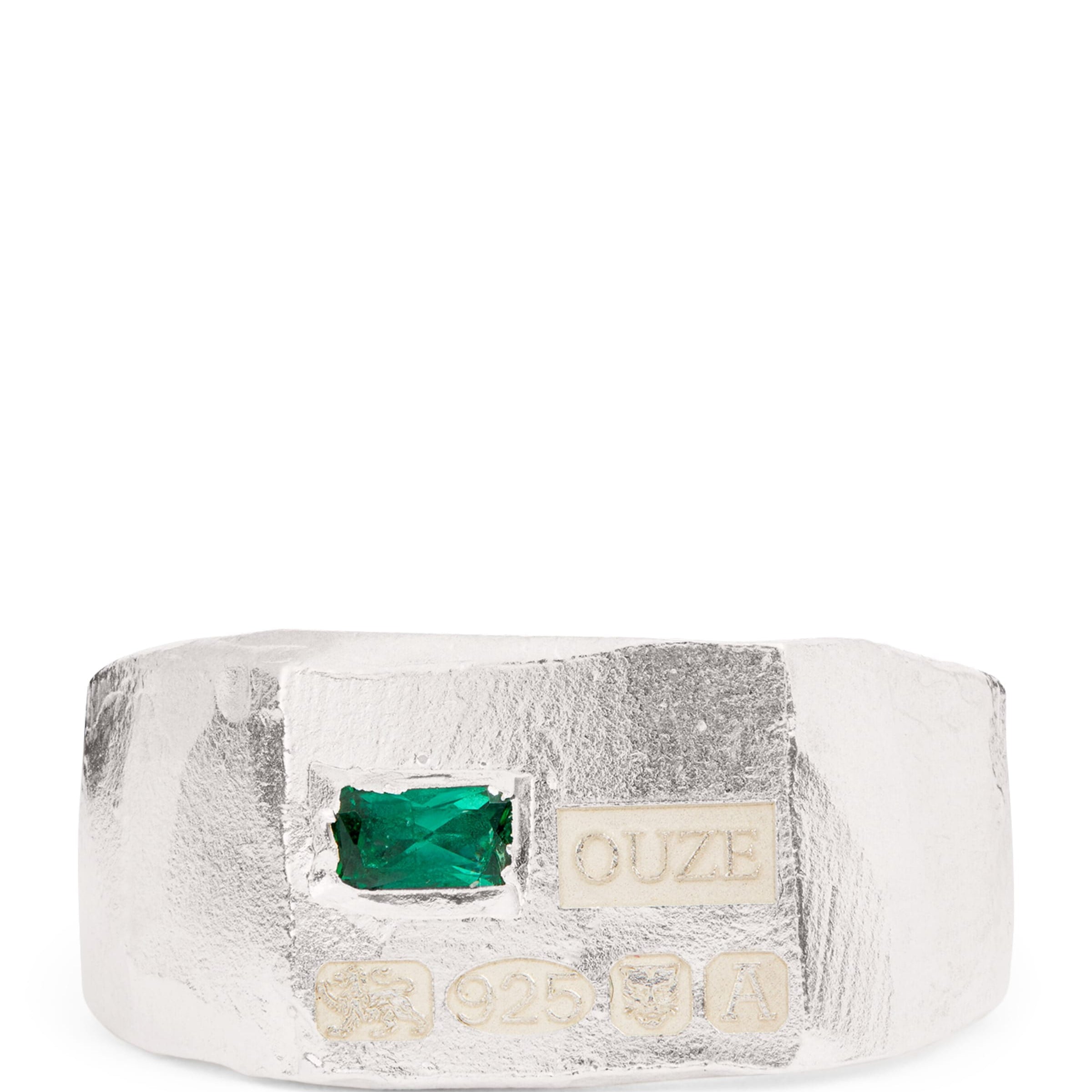Sterling Silver and Emerald Hallmark Signet Ring