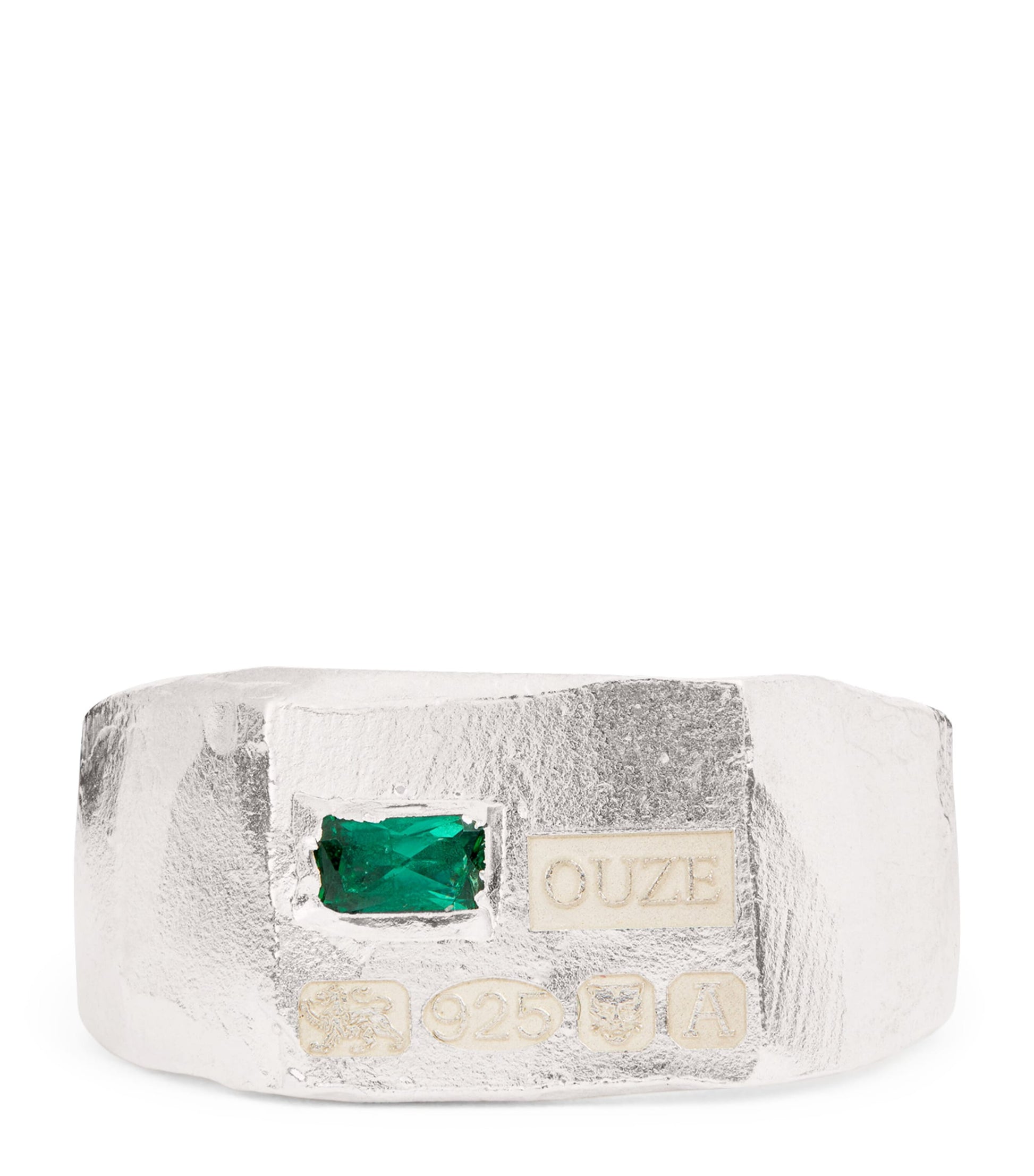 Sterling Silver and Emerald Hallmark Signet Ring