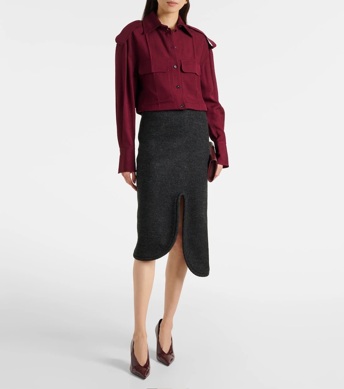 Victoria Beckham - Padded high-rise wool pencil skirt