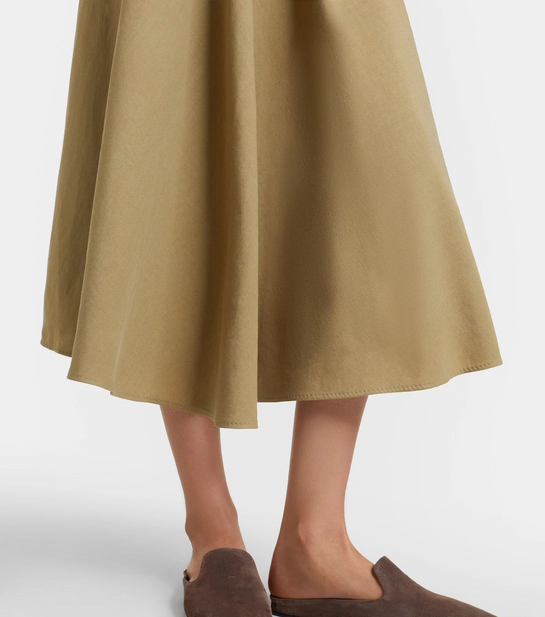 Max Mara - Linen and silk twill midi skirt