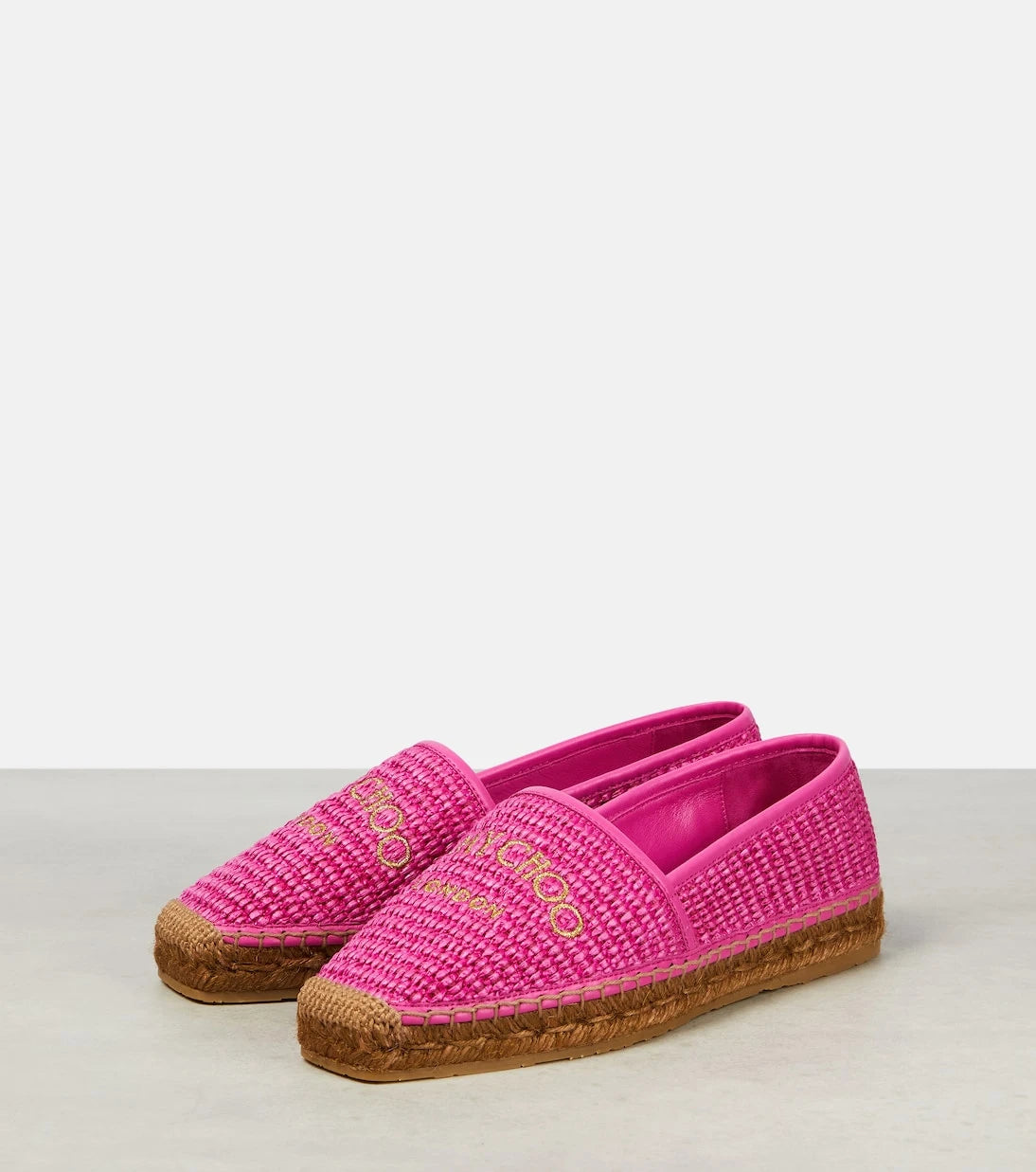 Jimmy Choo - Brie Flat logo raffia espadrilles