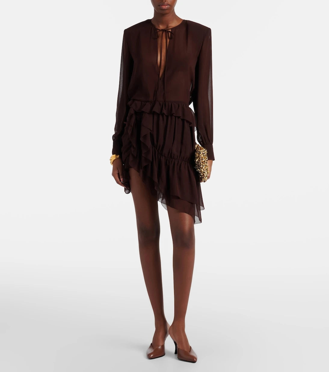 Jacques Wei - Ruffled asymmetric minidress