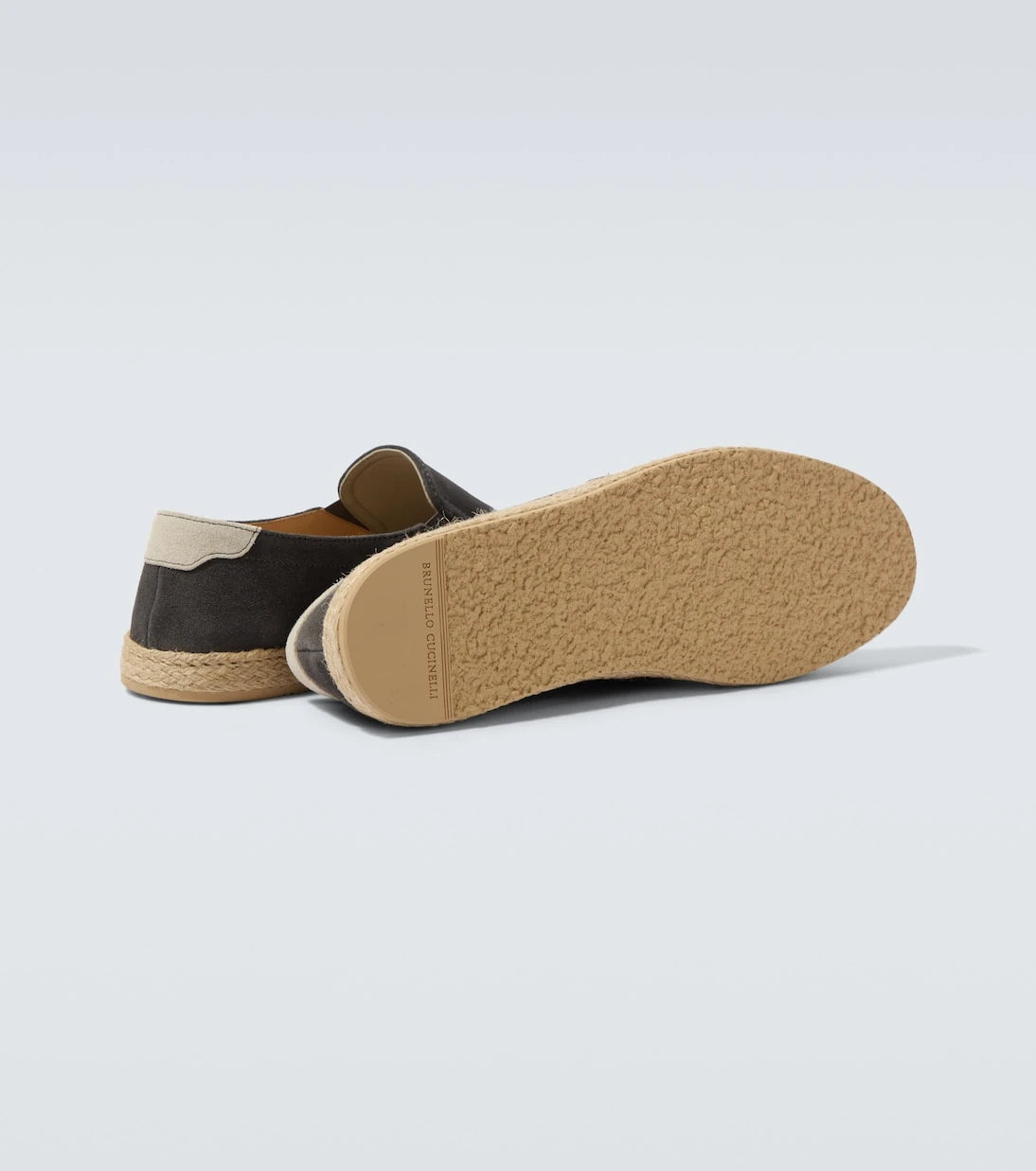 Brunello Cucinelli - Jute-trimmed suede slip-on shoes