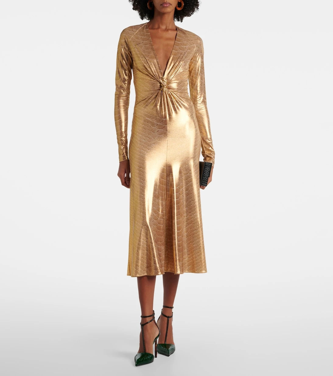 Roberto Cavalli - Embellished snake-print midi dress