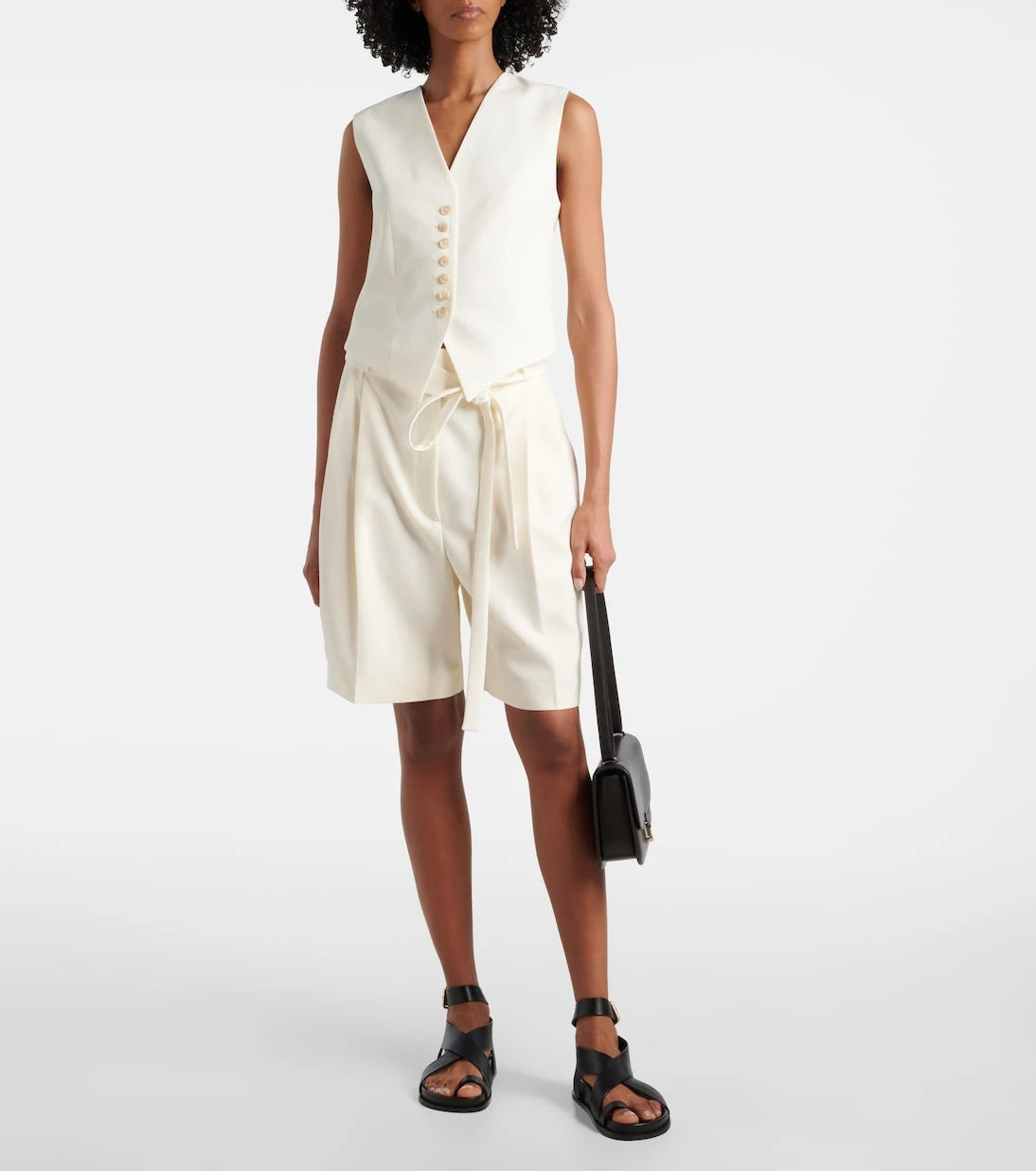Róhe - Belted virgin wool Bermuda shorts
