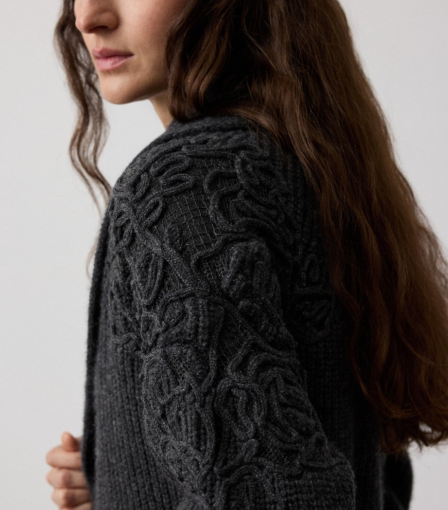 Ralph Lauren Collection Grey Cashmere Embroidered Cardigan