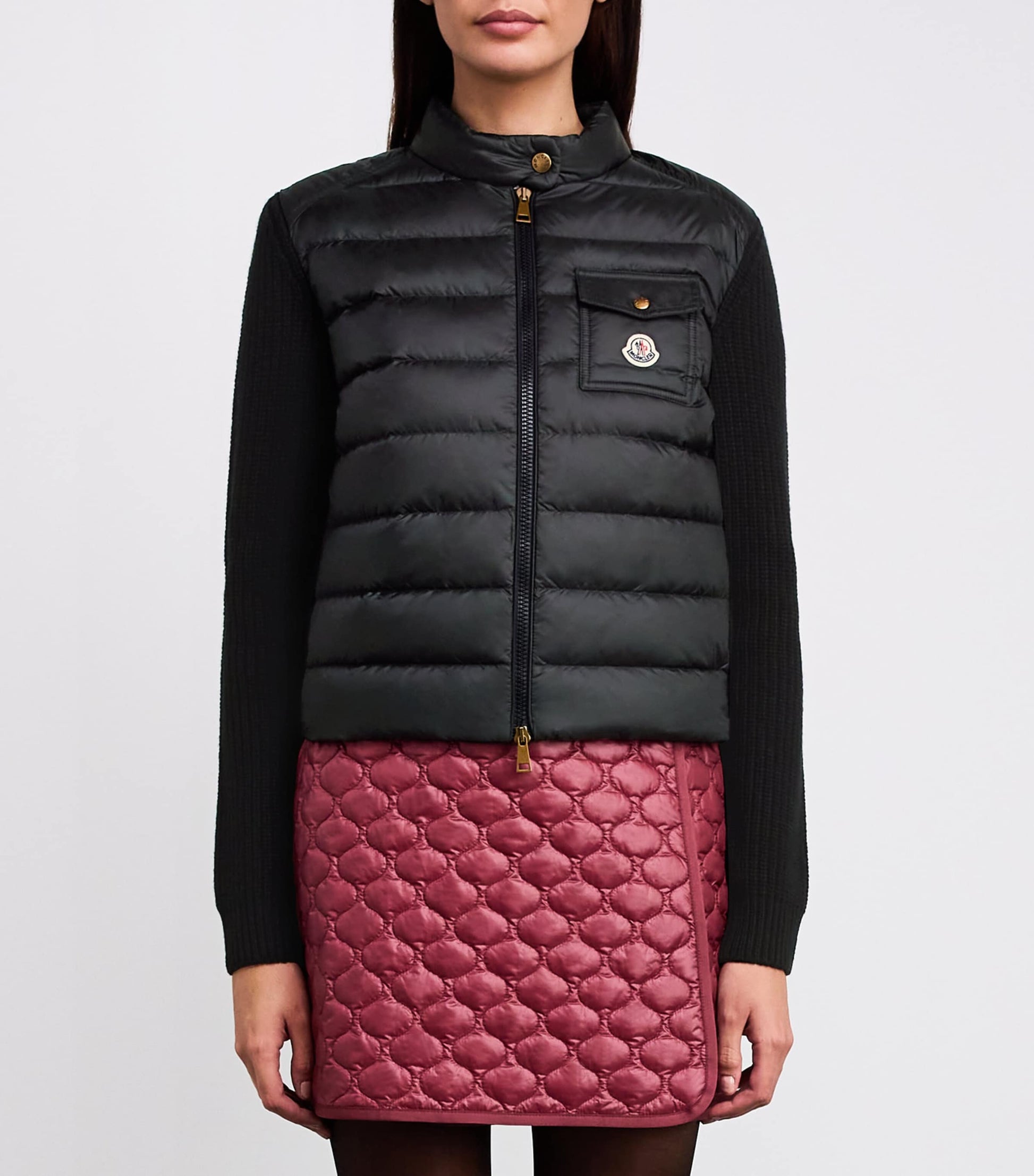 Moncler Black Down Panelled Cardigan