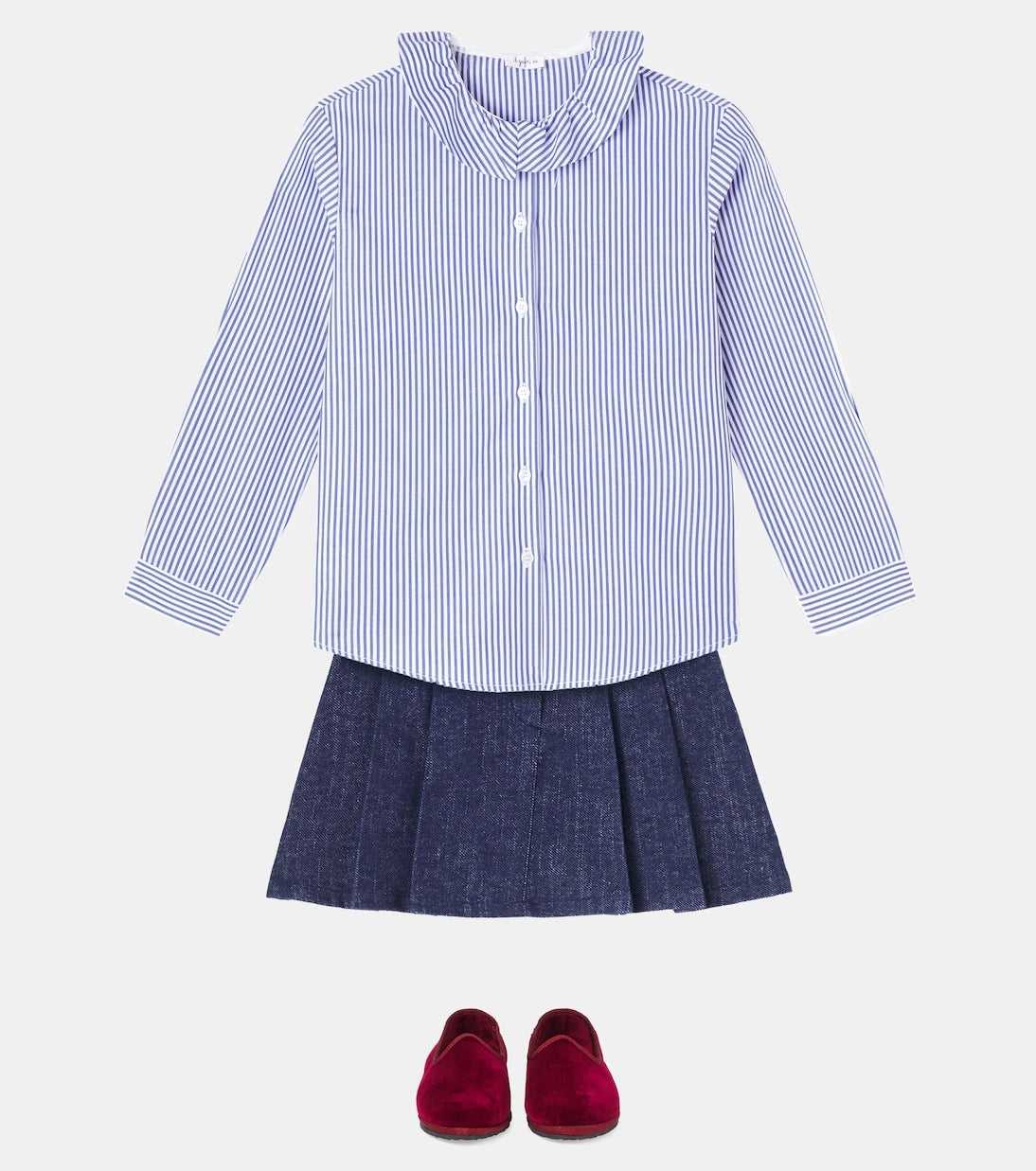 Il Gufo - Ruffled striped cotton poplin shirt