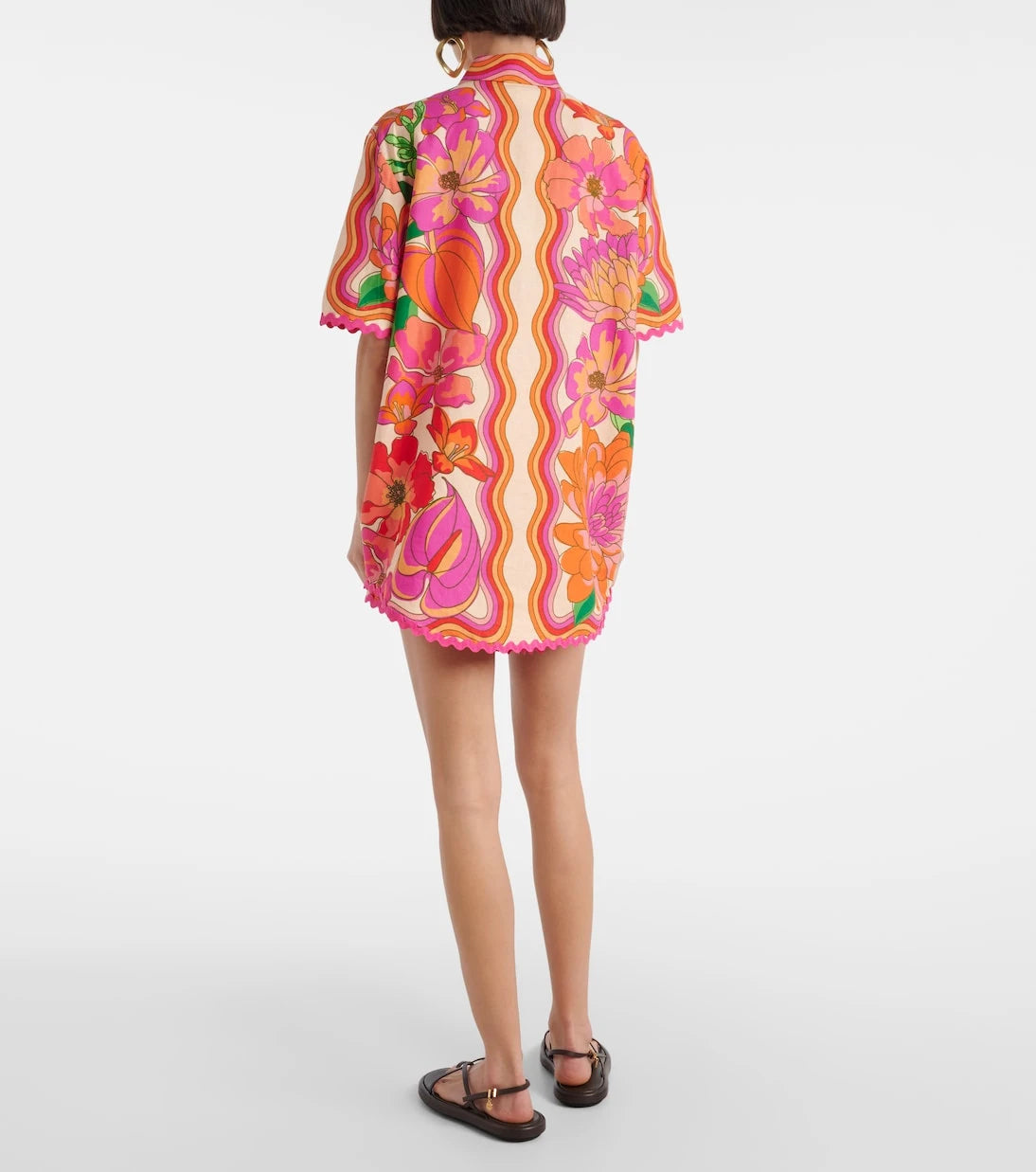 Farm Rio - Floral linen-blend shirt