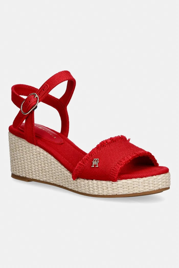 Tommy Hilfiger Topuklu Wedge Platform Sandalet MID WOVEN WEDGE ESPAD FRINGE