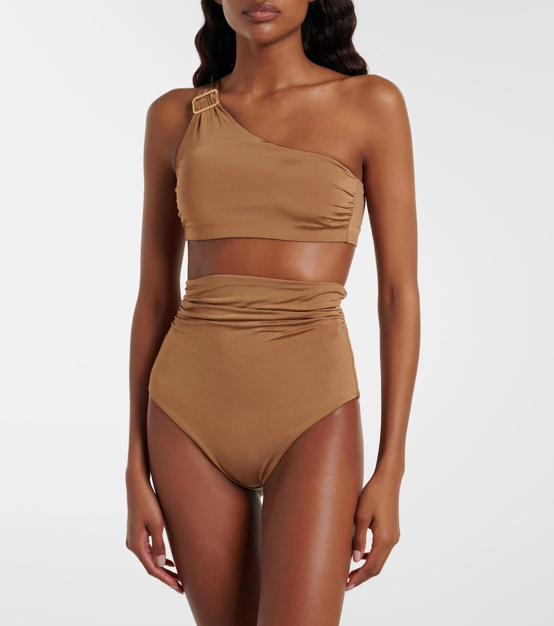 Max Mara - Salli draped high-rise bikini bottoms