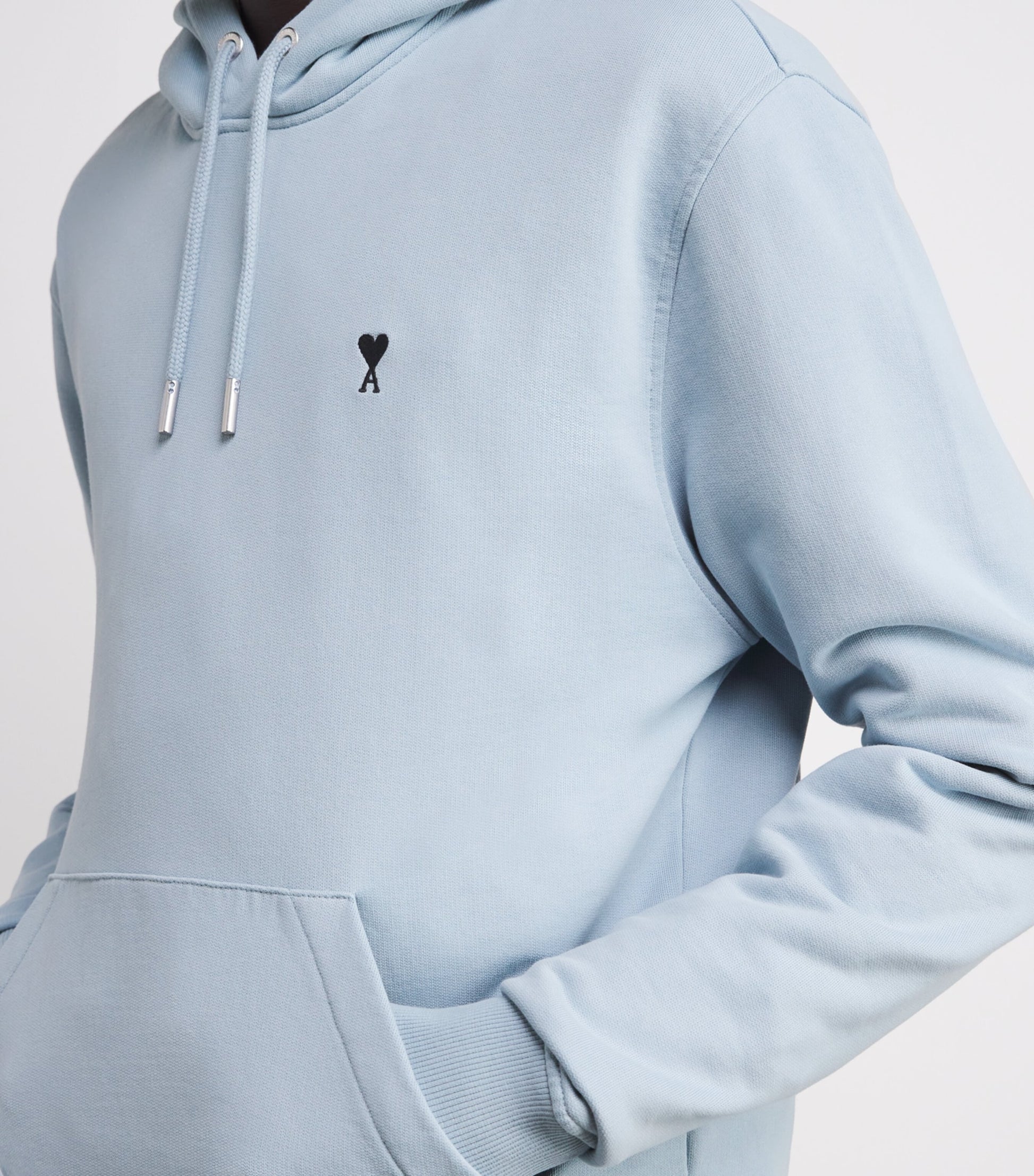 Blue Cotton Embroidered Ami De Coeur Logo Hoodie