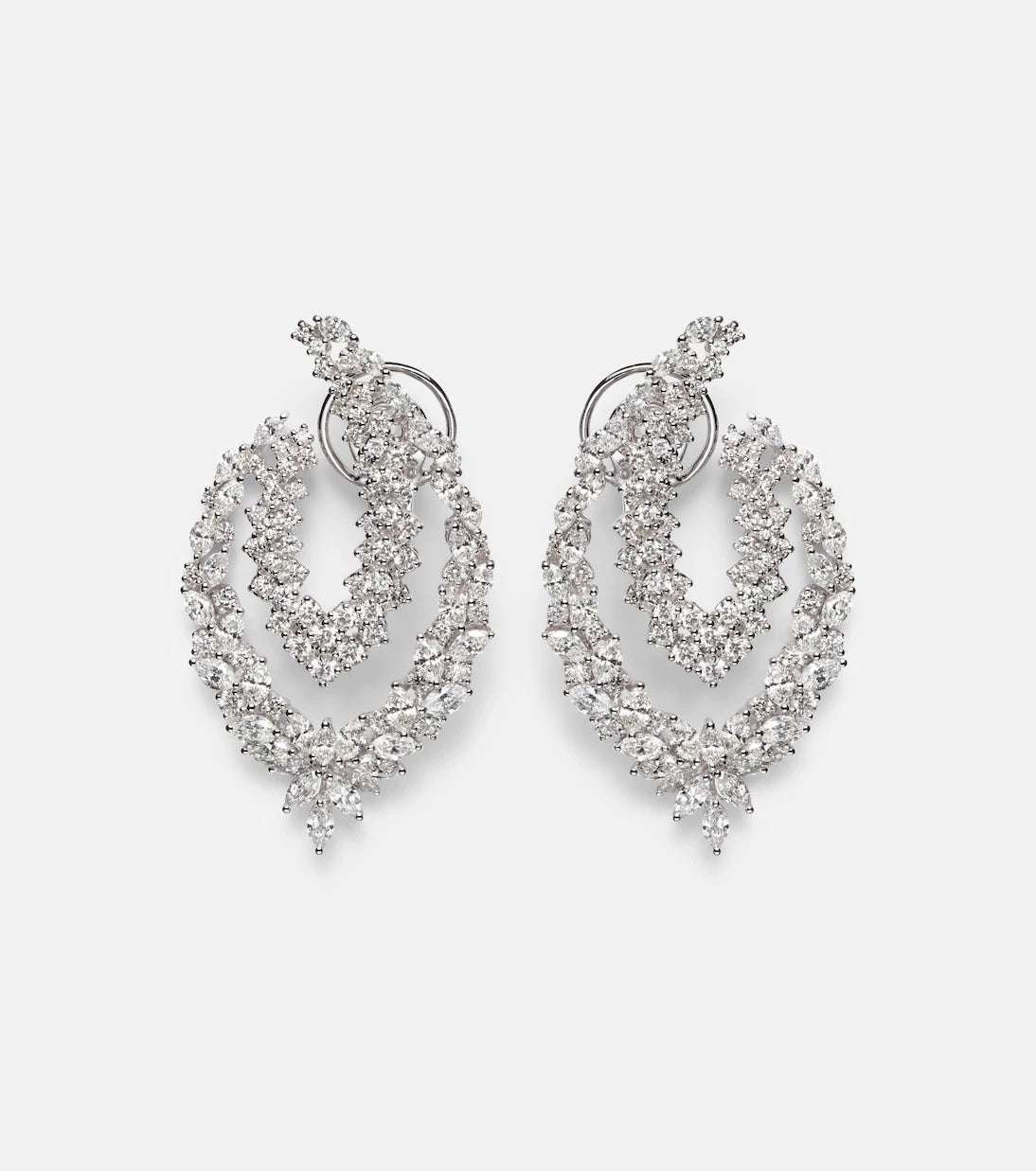 Yeprem - Y-Couture 18kt white gold drop earrings with diamonds