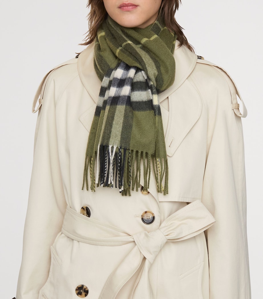 Green Cashmere Check Scarf