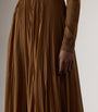 Ralph Lauren Collection Brown Chiffon Pleated Marsha Maxi Skirt