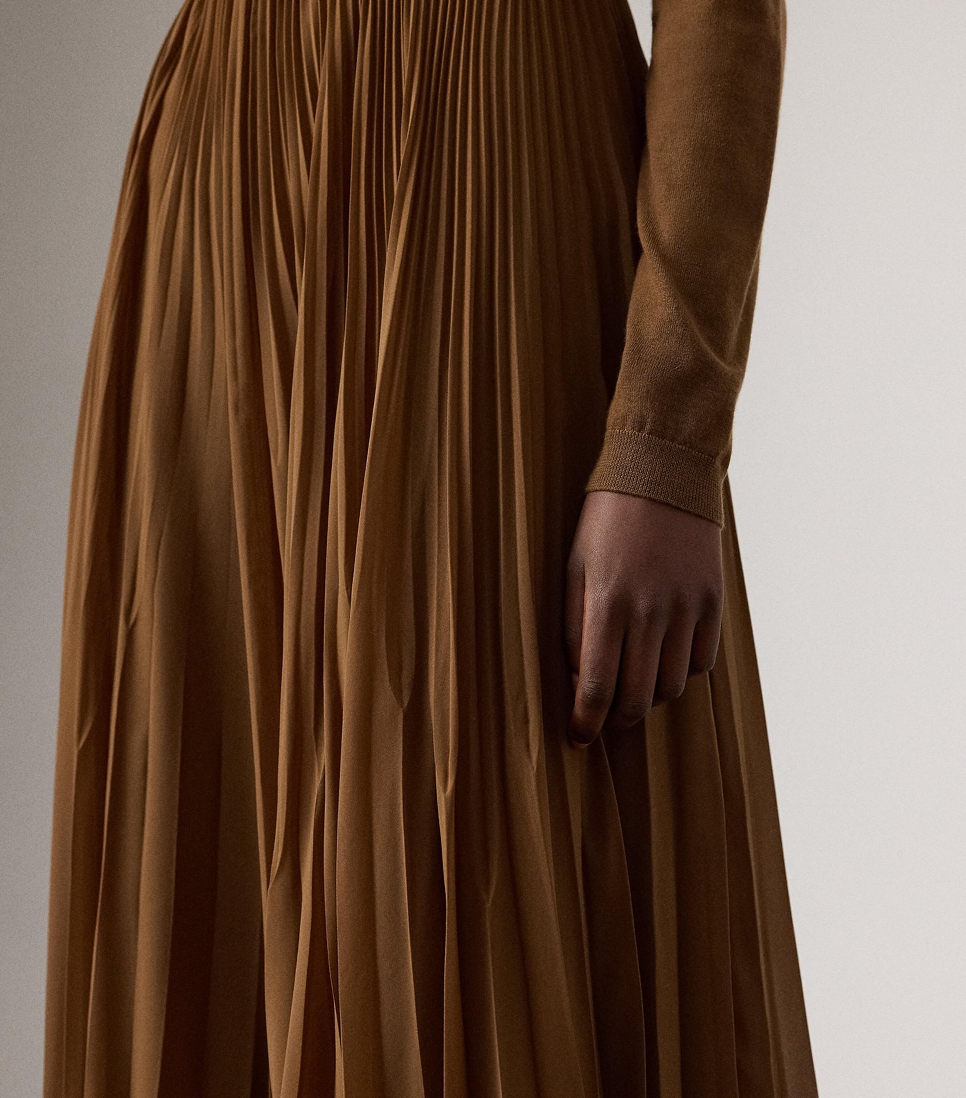Ralph Lauren Collection Brown Chiffon Pleated Marsha Maxi Skirt