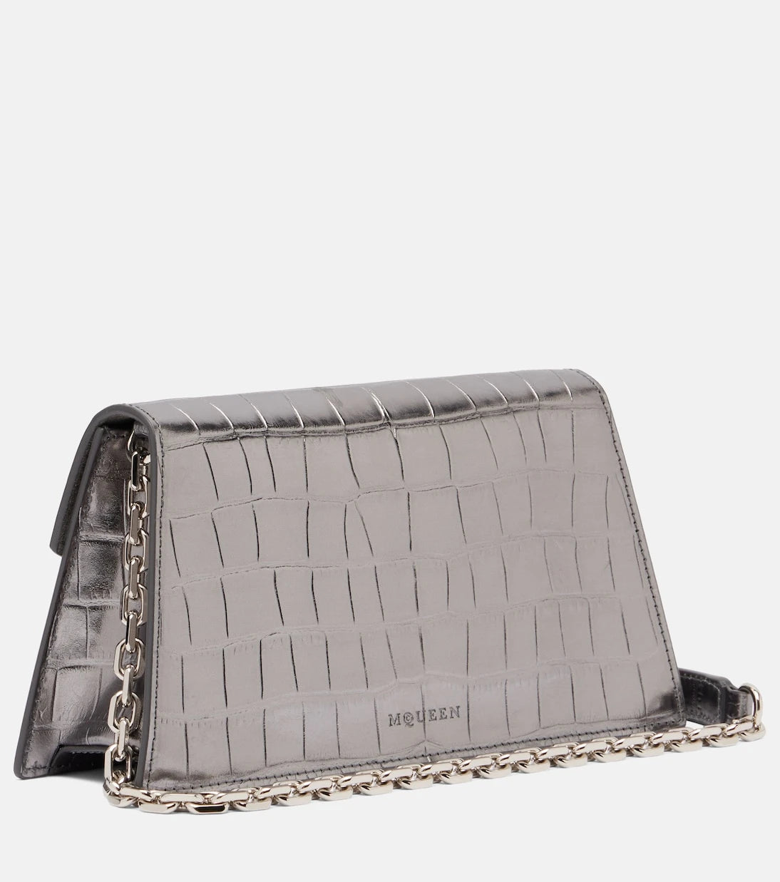 McQueen - Skull Mini croc-effect leather clutch
