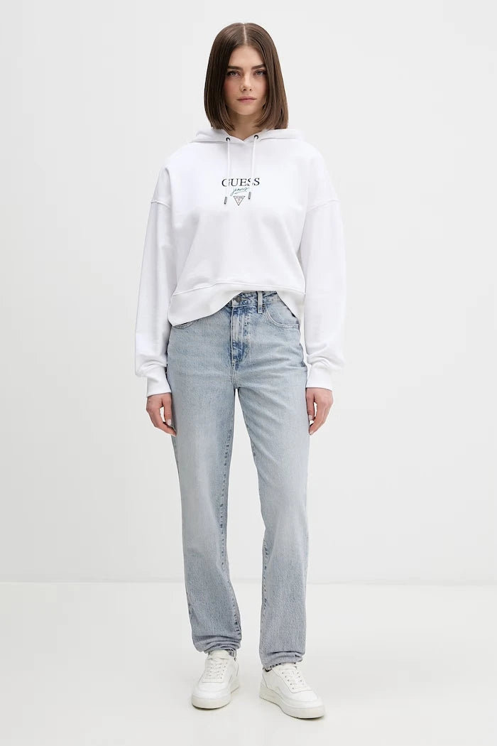 Guess Jeans kadın pamuklu kapüşonlu sweatshirt