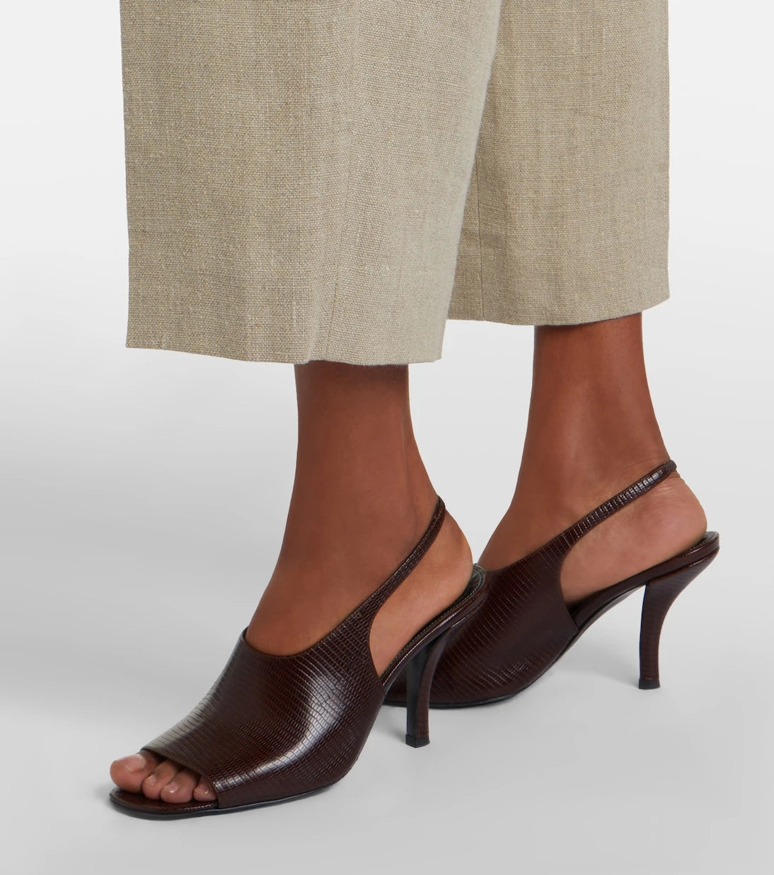 Toteme - Embossed leather slingback sandals