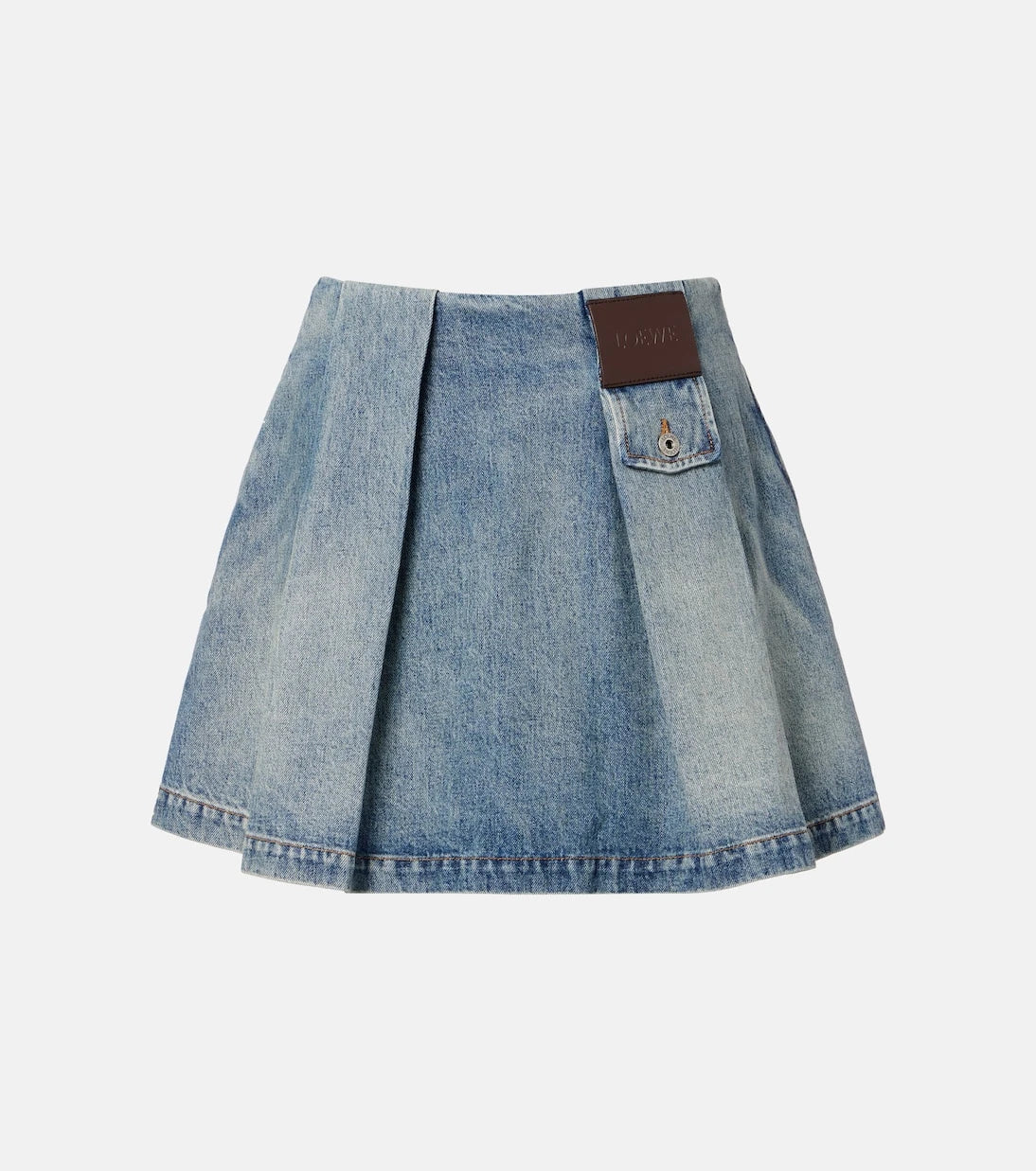 Loewe - Pleated denim miniskirt
