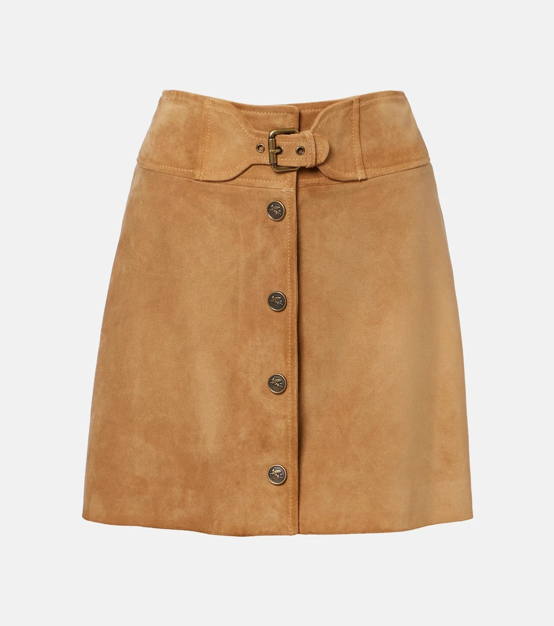 Etro - Belted suede miniskirt