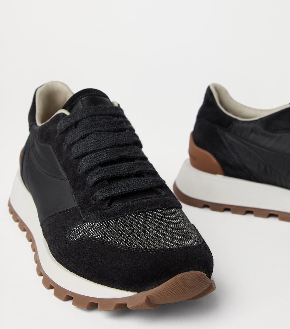 Brunello Cucinelli Black Suede Technical Running Sneakers