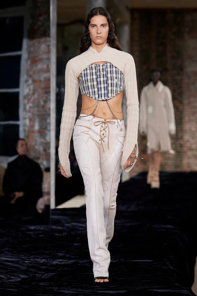 Acne Studios - كورسيه من مزيج القطن والكتان المنقوش