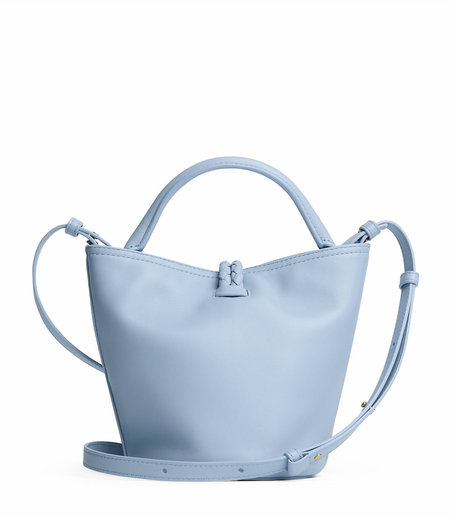 Silver Small Leather Liberta Bucket Bag