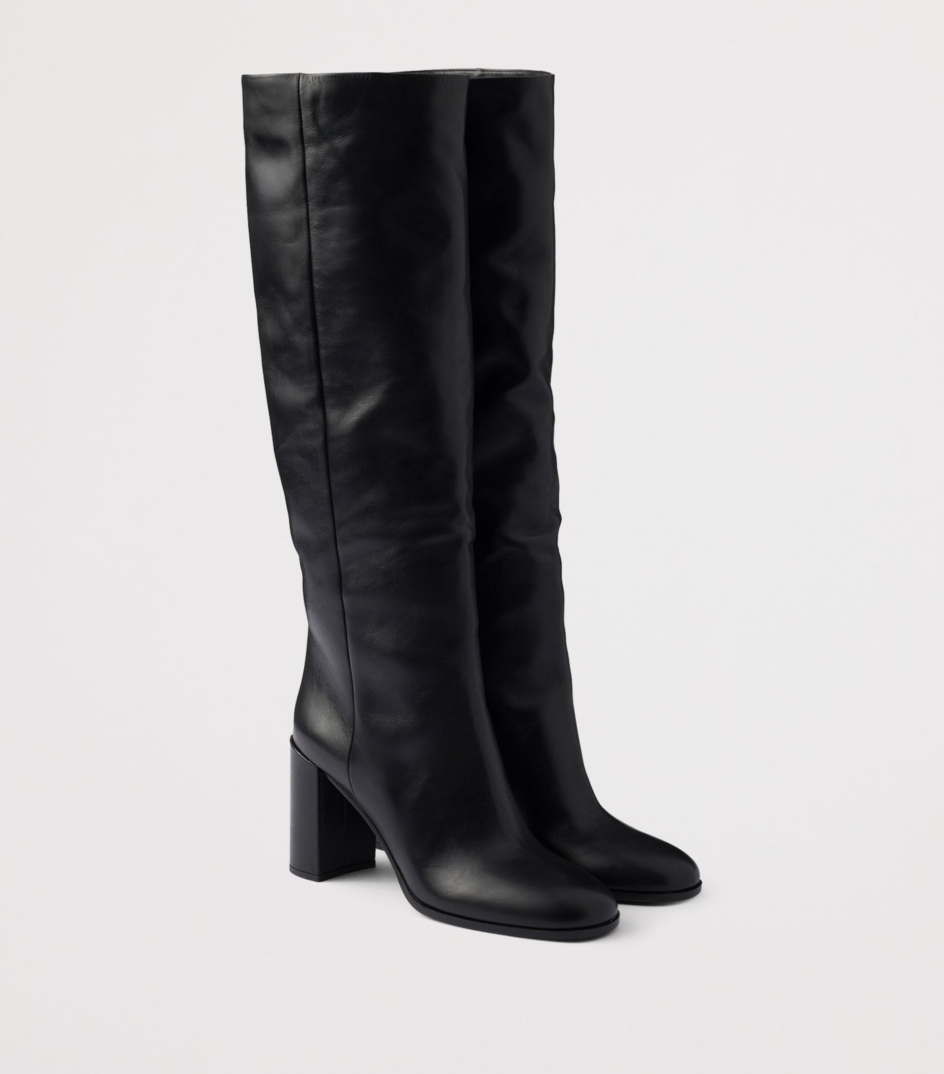 Prada Black Leather Knee-High Boots