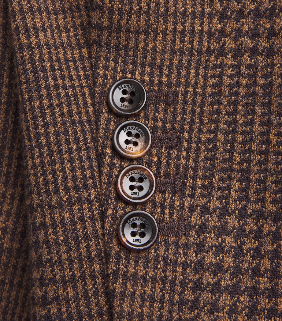 Max Mara Brown Cotton-Blend Houndstooth Blazer